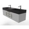 Castello Usa Amazon 60" Wall Mounted Gray Vanity With Black Top And Gold Handles CB-MC-60G-GLD-2056-BL - alternate 3